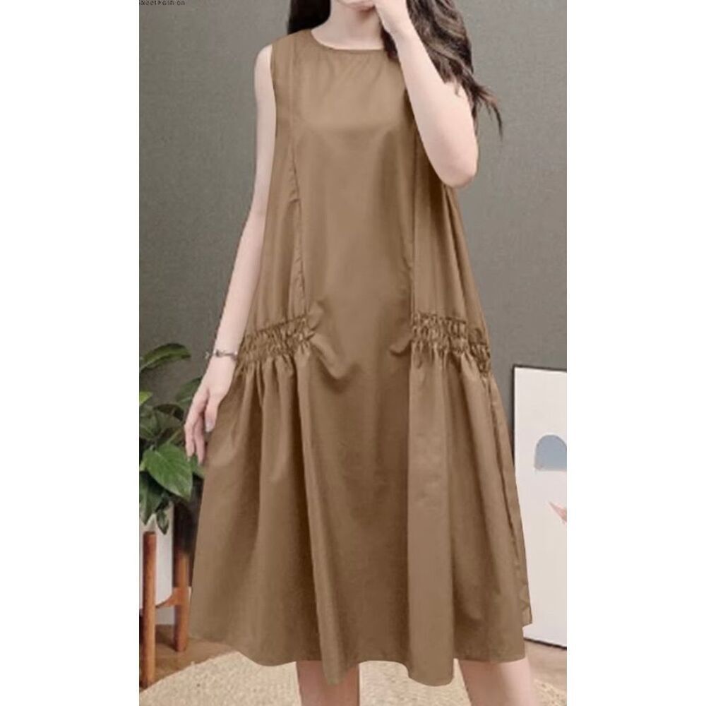 Zanzea women’s airline leggings look large pocket, dark taupe midi dress size S